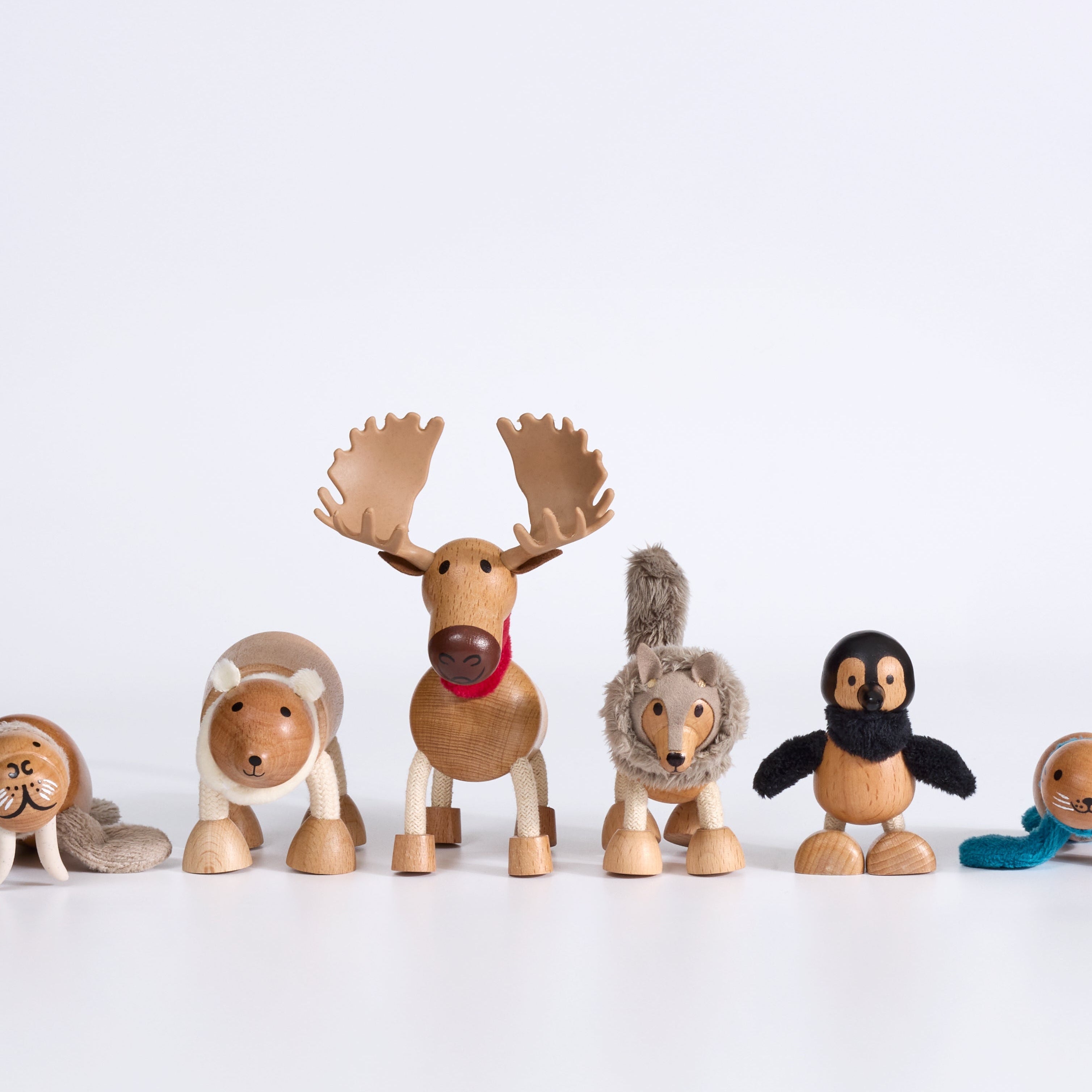 Set of artic figurines on a white background