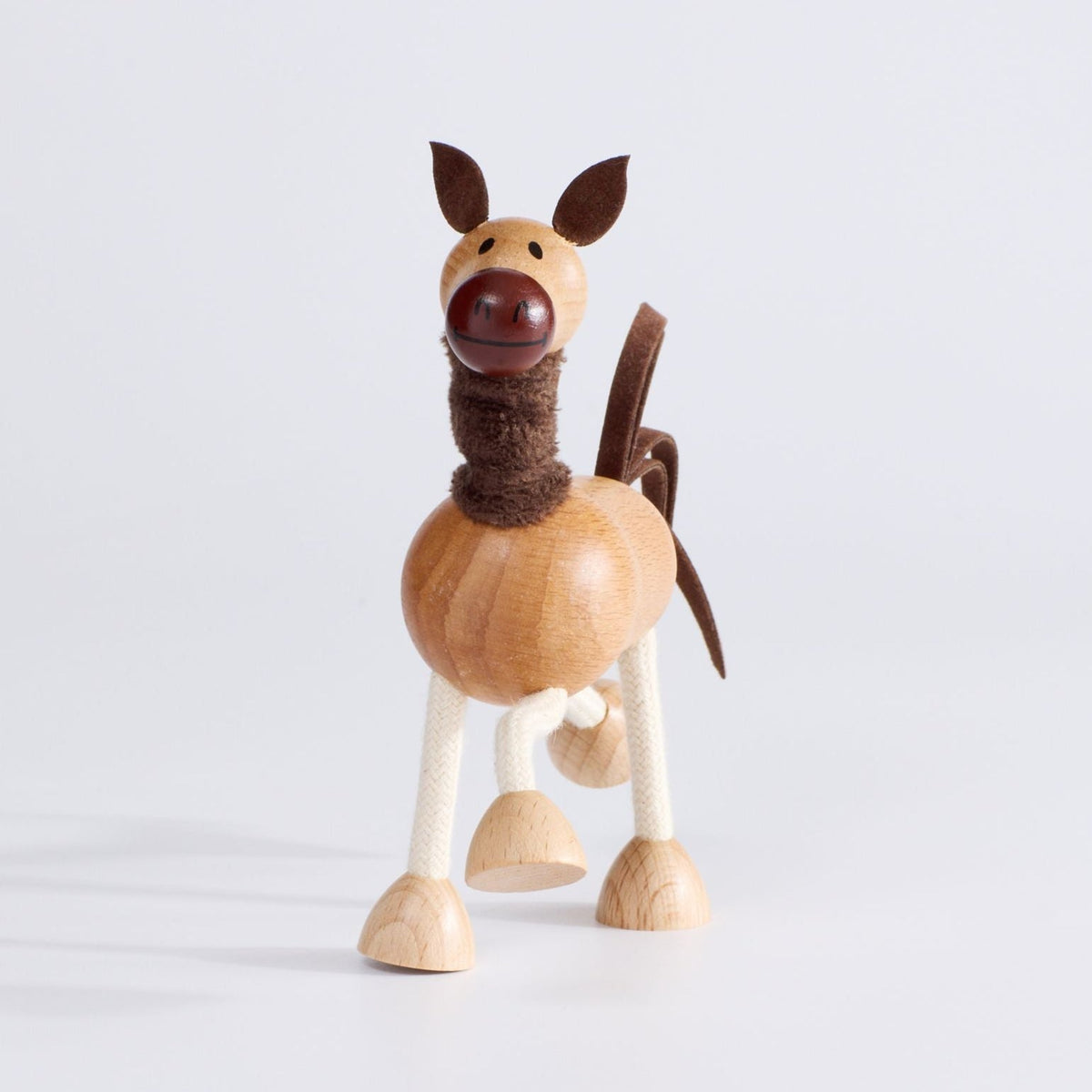 Front view of Anamalz Natural Wooden Horse Toy – eco-friendly educational toy for toddlers