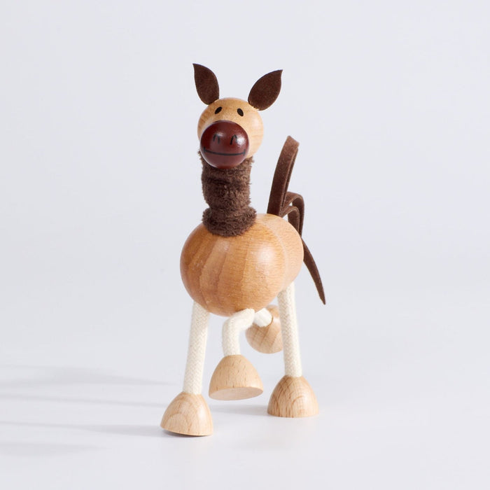 Front view of Anamalz Natural Wooden Horse Toy – eco-friendly educational toy for toddlers