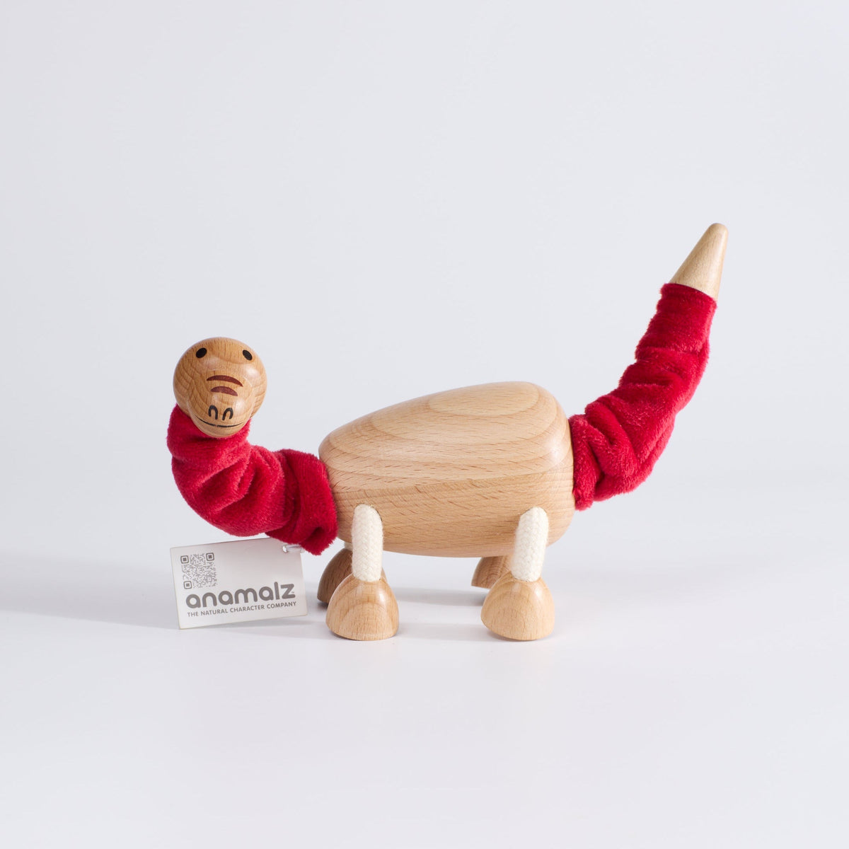 Wooden Dinosaur Toys for Toddlers with red fabric design